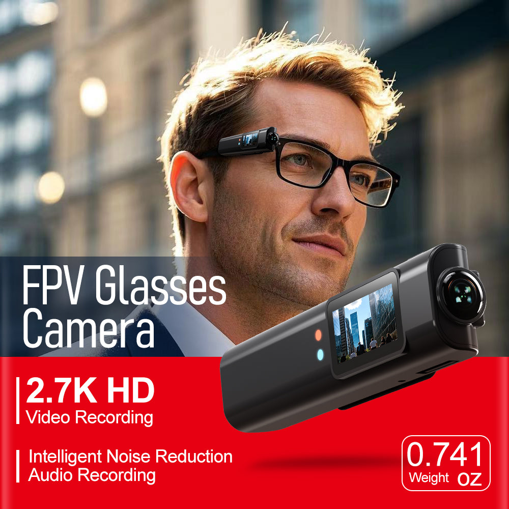 Glasses-Mounted Mini Camera with WiFi, 0.96" Screen | Hands-Free Recording