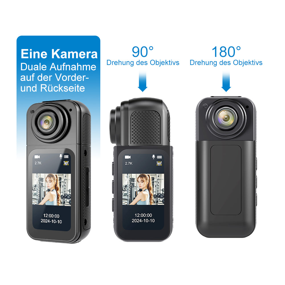 2.7K Mini DV Camera with 180° Rotating Lens & WiFi | Magnetic Mount,S70,black
