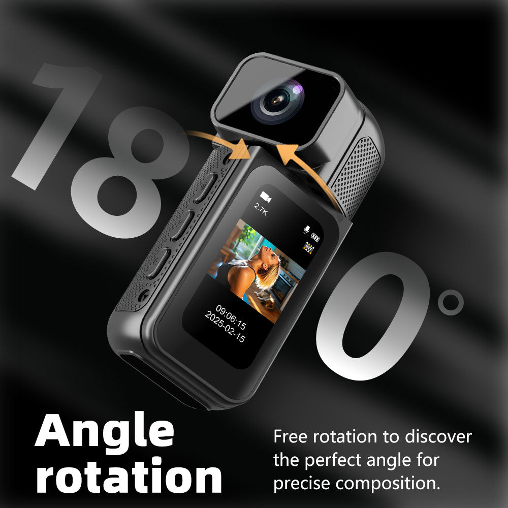 2.7K Mini DV Camera with 180° Rotating Lens & WiFi | Magnetic Mount,Black