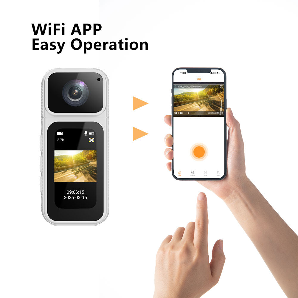 2.7K Mini DV Camera with 180° Rotating Lens & WiFi | Magnetic Mount,Black