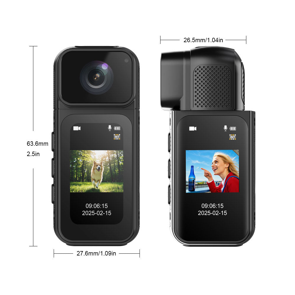 2.7K Mini DV Camera with 180° Rotating Lens & WiFi | Magnetic Mount,Black