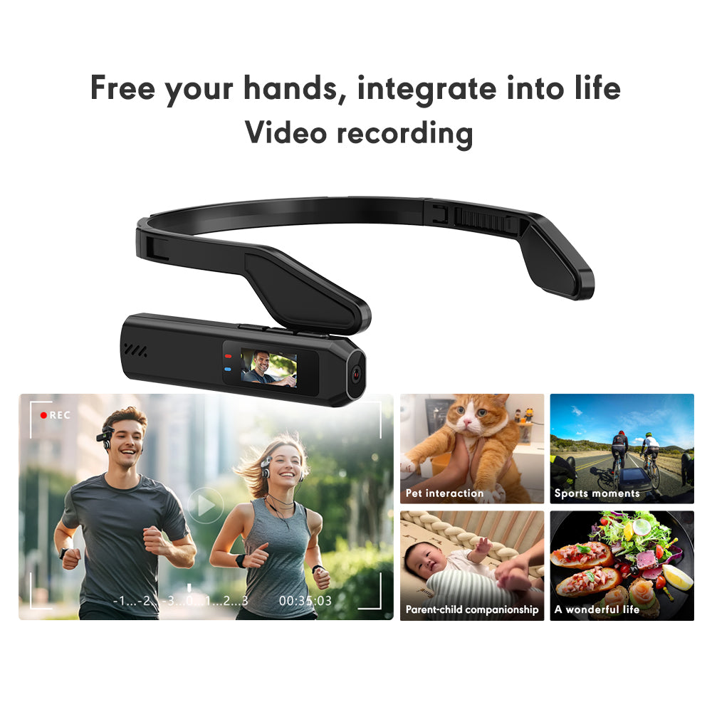 Head-Mounted Mini Camera with WiFi, 0.96" Screen | Hands-Free Recording