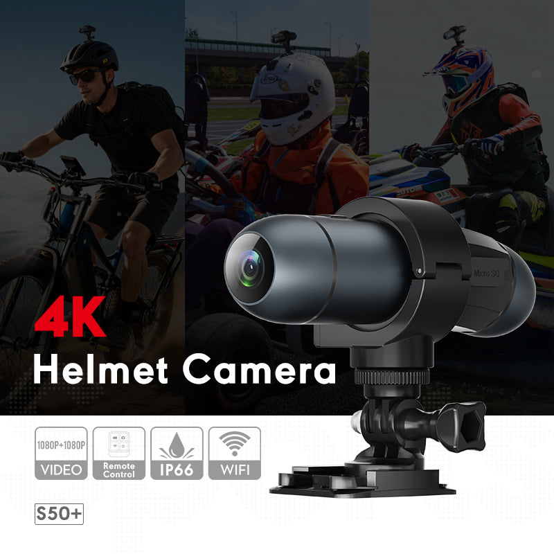 Dual Lens Action Camera 4K/1080P with WiFi | Helmet & Handlebar Mount