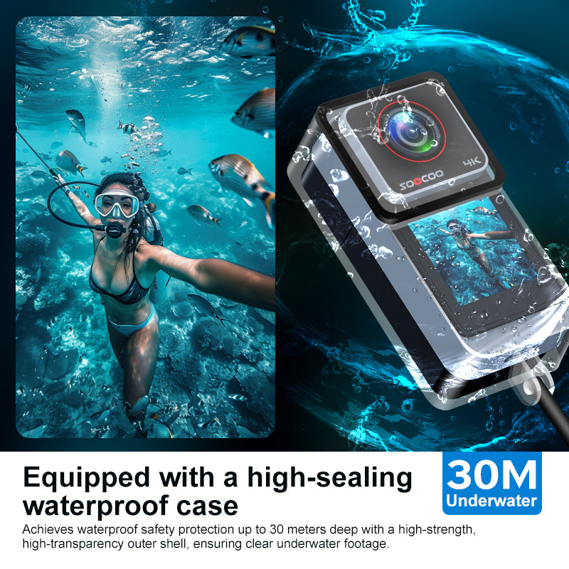 4K Action Camera with Sony Sensor, WiFi & Waterproof Case | 3.5H Battery