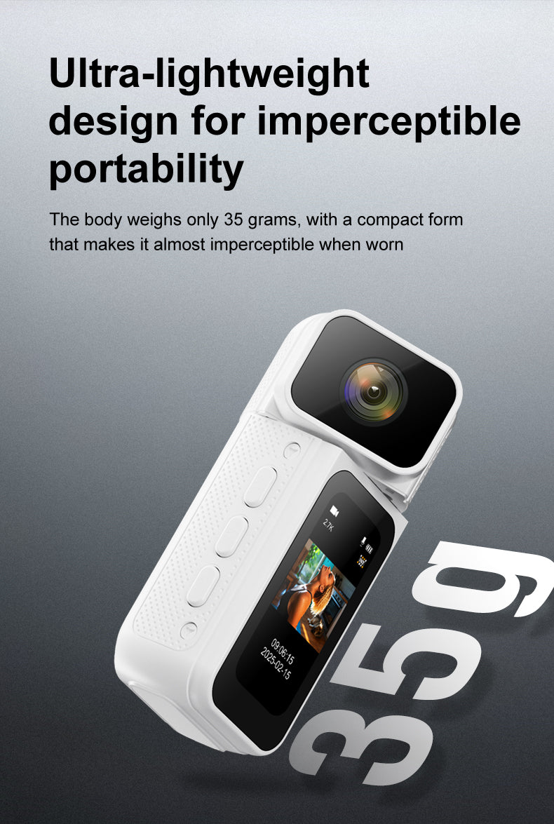 2.7K Mini DV Camera with 180° Rotating Lens & WiFi | Magnetic Mount,S80,white
