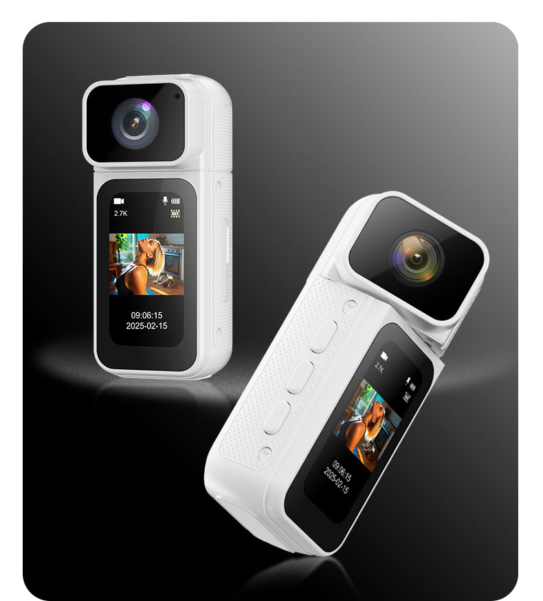 2.7K Mini DV Camera with 180° Rotating Lens & WiFi | Magnetic Mount,S80,white
