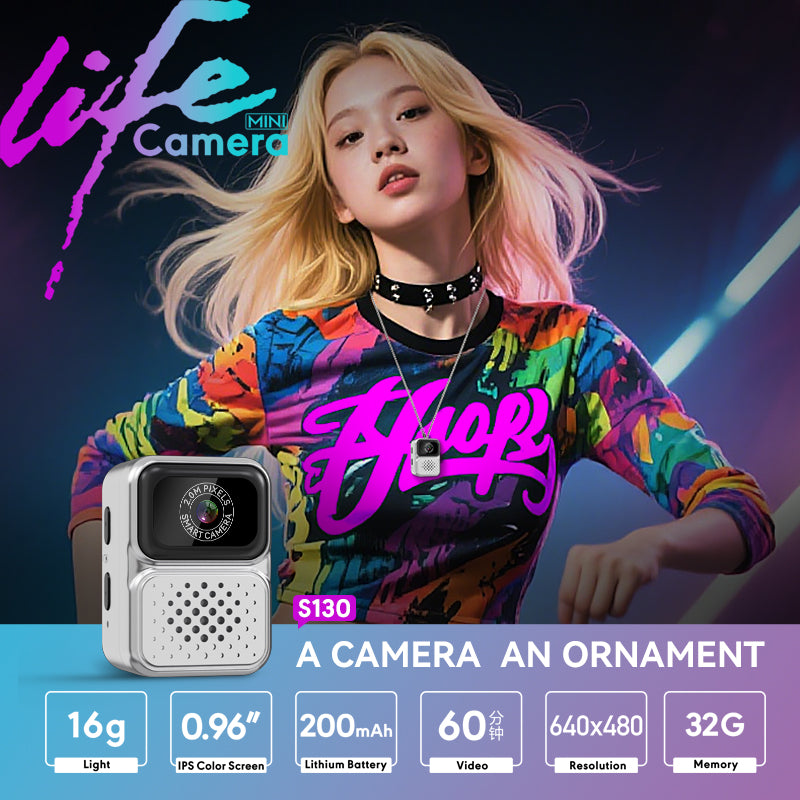 S130，Mini Camera with Keychain, 0.96" Screen | Photo & Video | 1H Battery